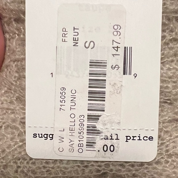 Free People Say Hello Oversized Knot Tunic Sweater - Taupe #64 - Picture 5 of 5